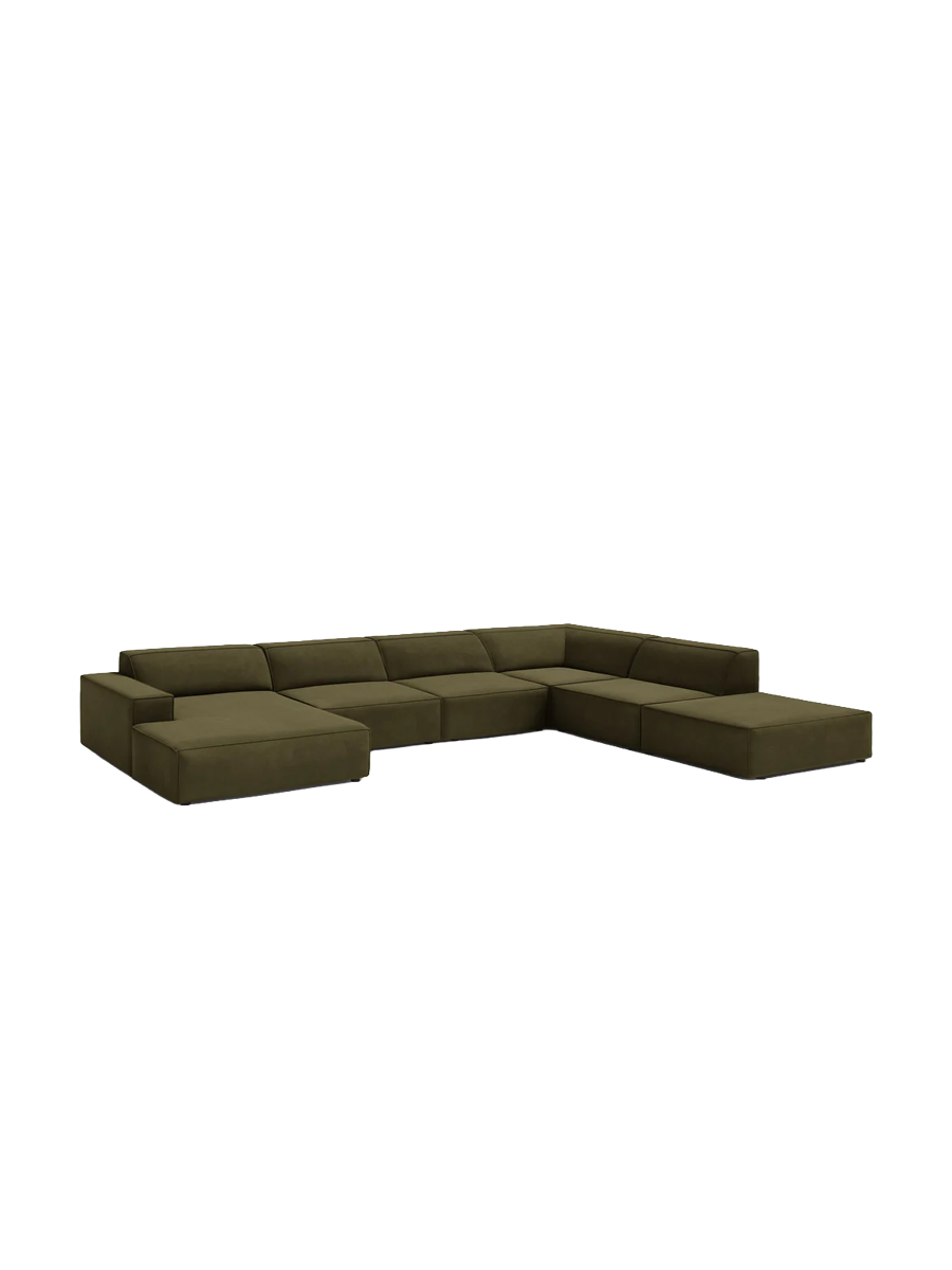 
Large 7-Seater Designer Panorama Sofa "Jodie" - Velvet cover Khaki / Long side right