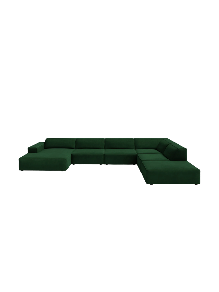 
Large 7-Seater Designer Panorama Sofa "Jodie" - Velvet Cover Emerald Green / Long side right