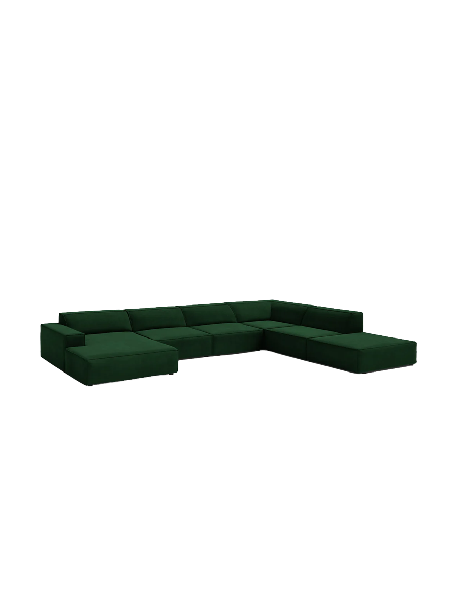 
Large 7-Seater Designer Panorama Sofa "Jodie" - Velvet Cover Emerald Green / Long side right