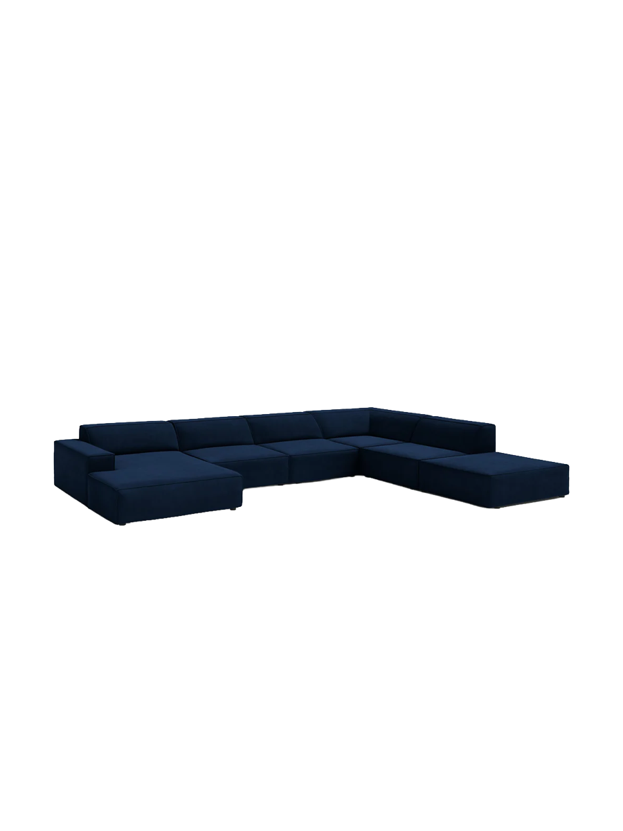 
Large 7-Seater Designer Panorama Sofa "Jodie" - Velvet cover royal blue / Long side right