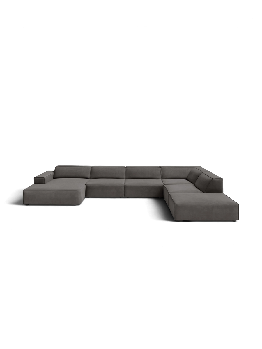 
Large 7-Seater Designer Panorama Sofa "Jodie" - Velvet Cover Soft Beige / Long side left