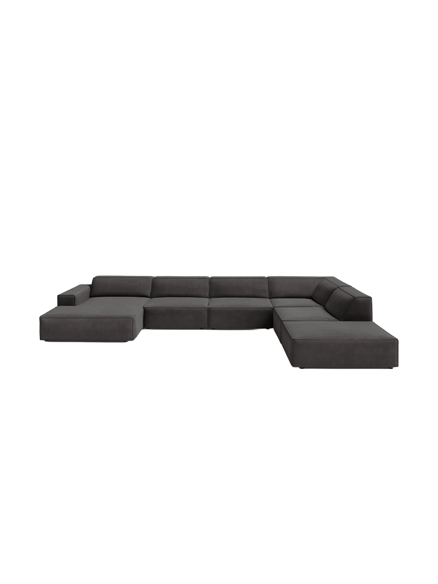 
Large 7-Seater Designer Panorama Sofa "Jodie" - Velvet Cover Gray / Long side right