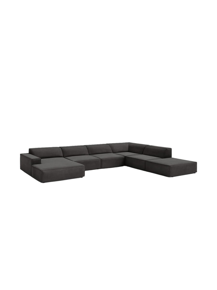 
Large 7-Seater Designer Panorama Sofa "Jodie" - Velvet Cover Gray / Long side right
