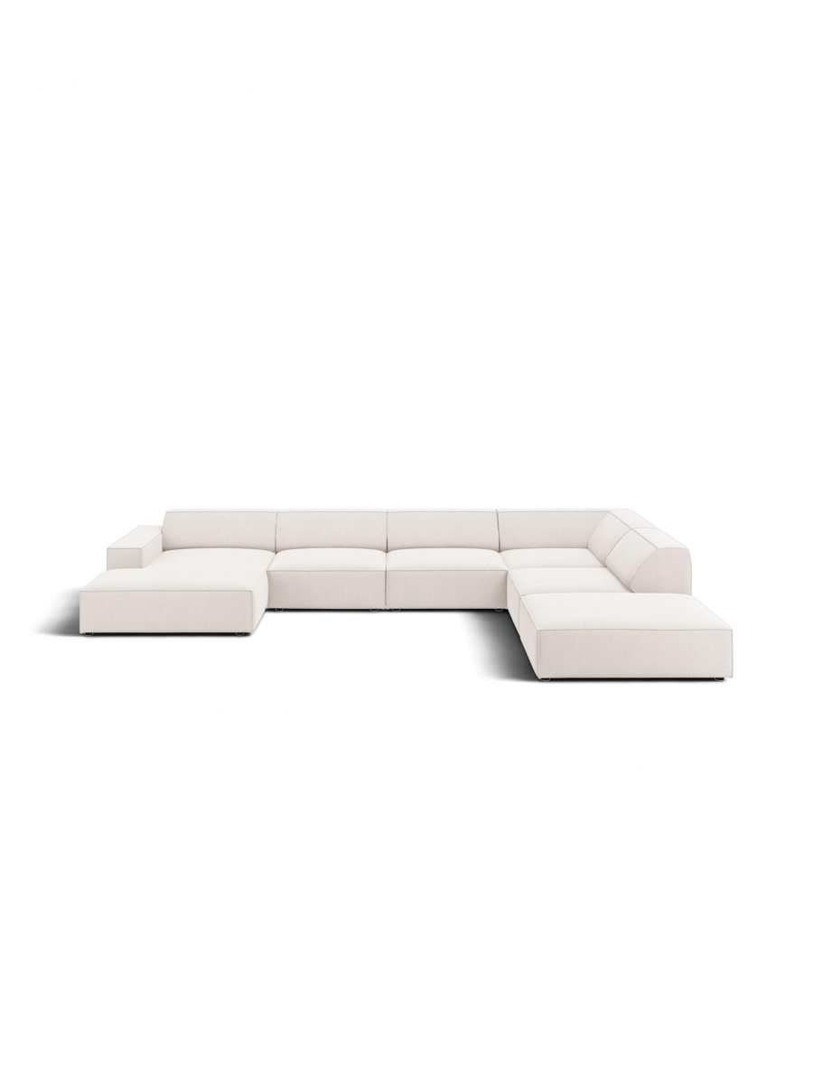 
Large 7-Seater Designer Panorama Sofa "Jodie" - Velvet Cover Soft Beige / Long side left