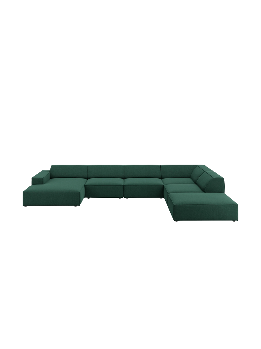 
Large 7-Seater Designer Panorama Sofa "Jodie" - Textured Fabric Green / Long side right