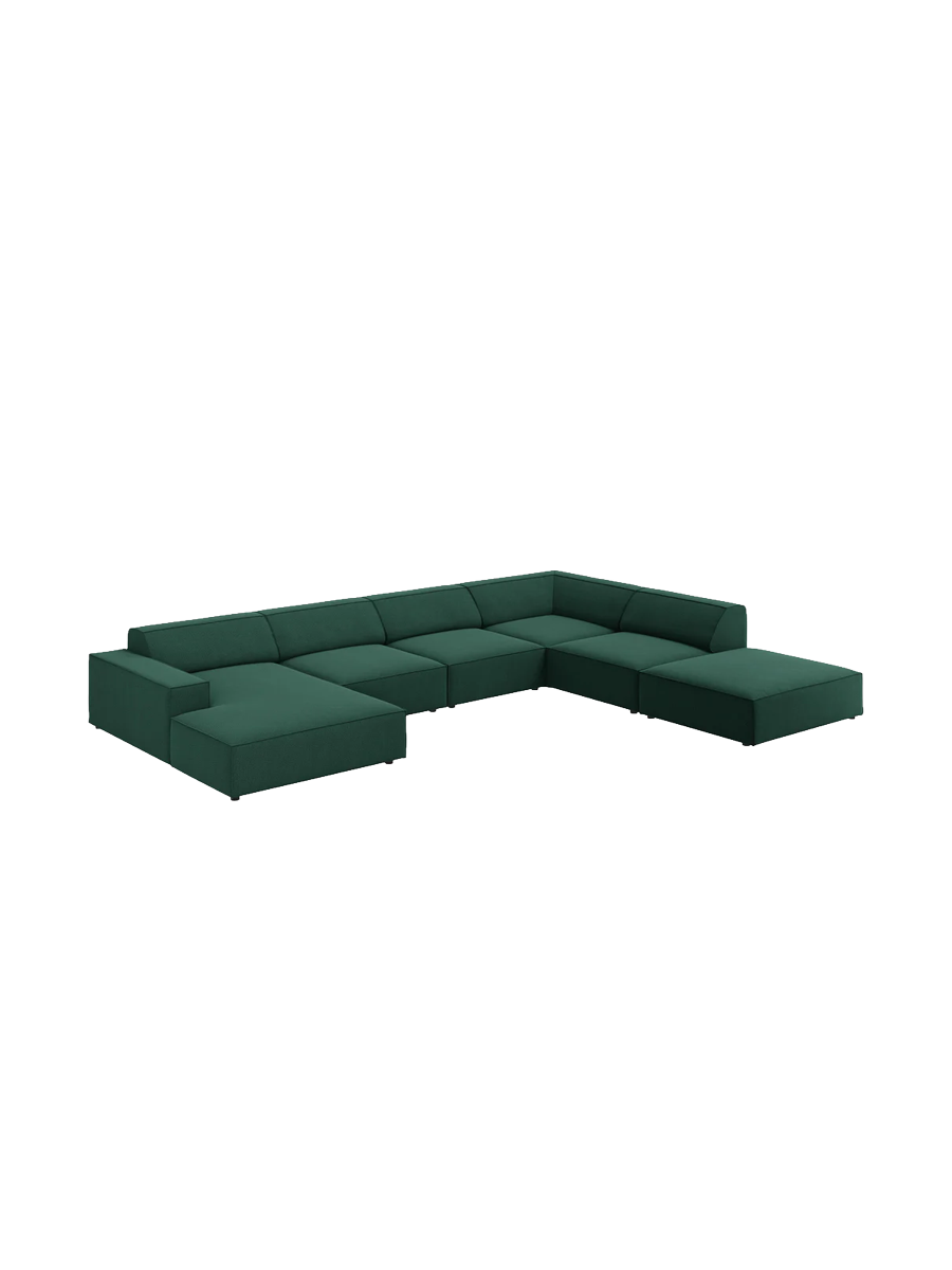 
Large 7-Seater Designer Panorama Sofa "Jodie" - Textured Fabric Green / Long side right