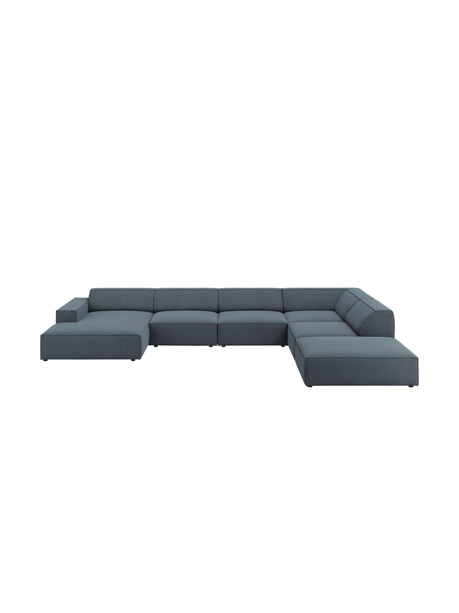 
Large 7-Seater Designer Panorama Sofa "Jodie" - Structured Fabric Blue / Long side right