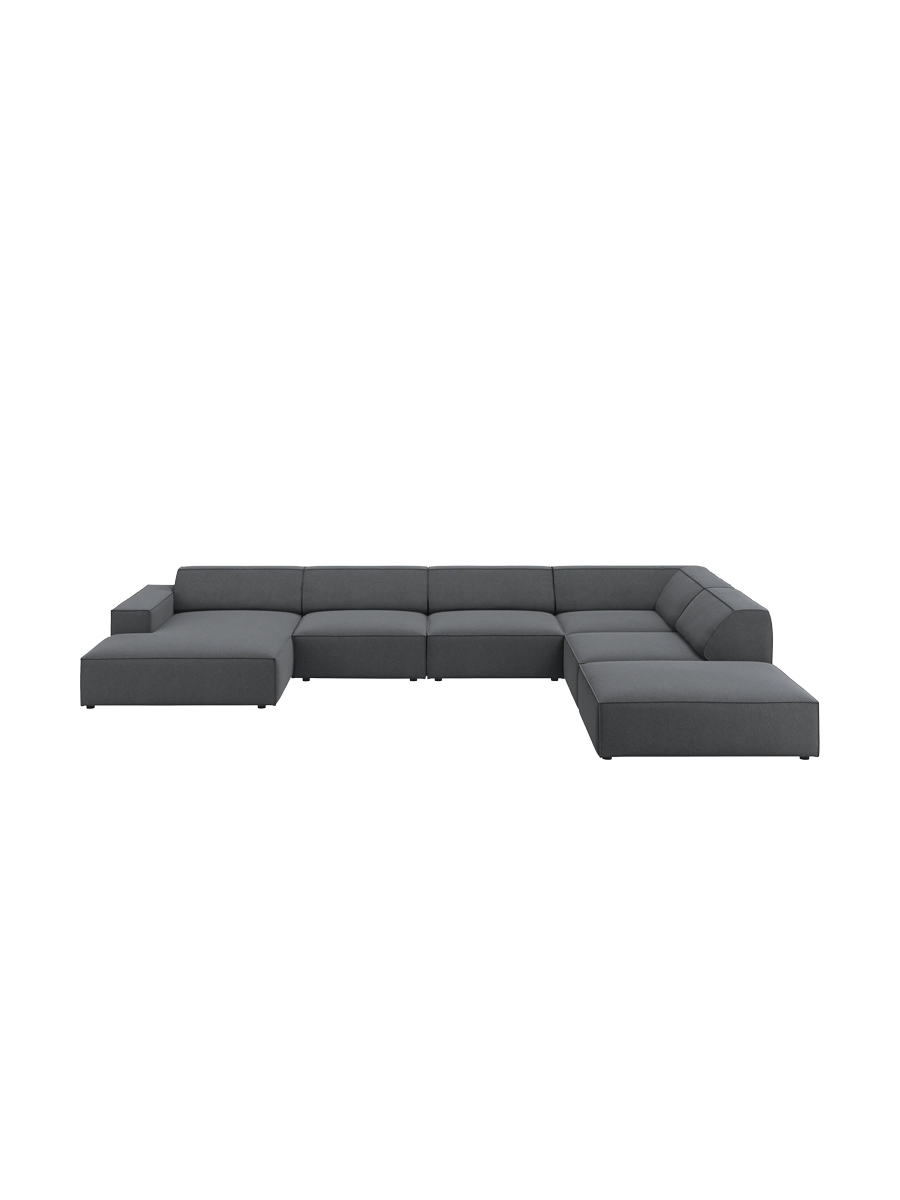 
Large 7-Seater Designer Panorama Sofa "Jodie" - Structured Fabric Dark Grey / Long side right