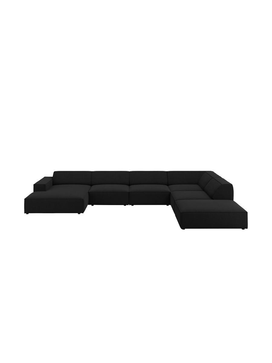 
Large 7-Seater Designer Panorama Sofa "Jodie" - Textured Fabric Black / Long side right
