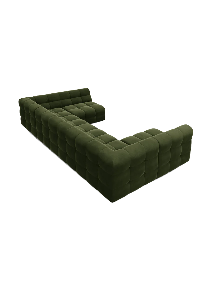 
Design Panorama Sofa „Kendal“ (7-Sitzer) - Samt Armeegrün