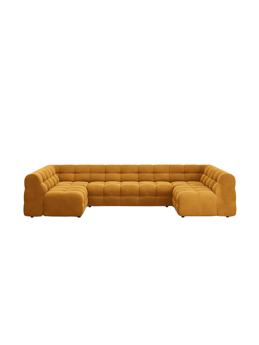 
Design Panorama Sofa „Kendal“ (7-Sitzer) - Samt Mustard