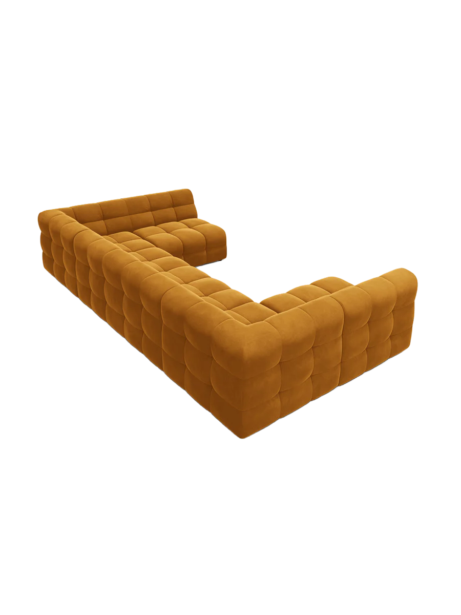 
Design Panorama Sofa „Kendal“ (7-Sitzer) - Samt Mustard