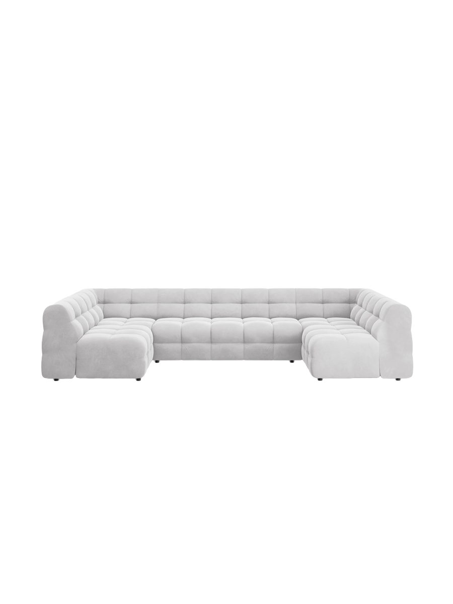 
Design Panorama Sofa „Kendal“ (7-Sitzer) - Samt Hellgrau