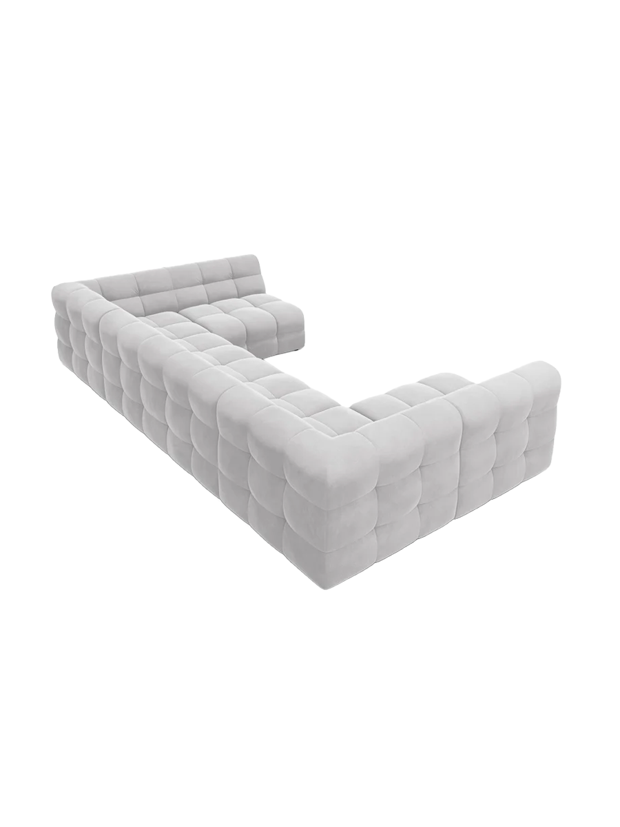
Design Panorama Sofa „Kendal“ (7-Sitzer) - Samt Hellgrau