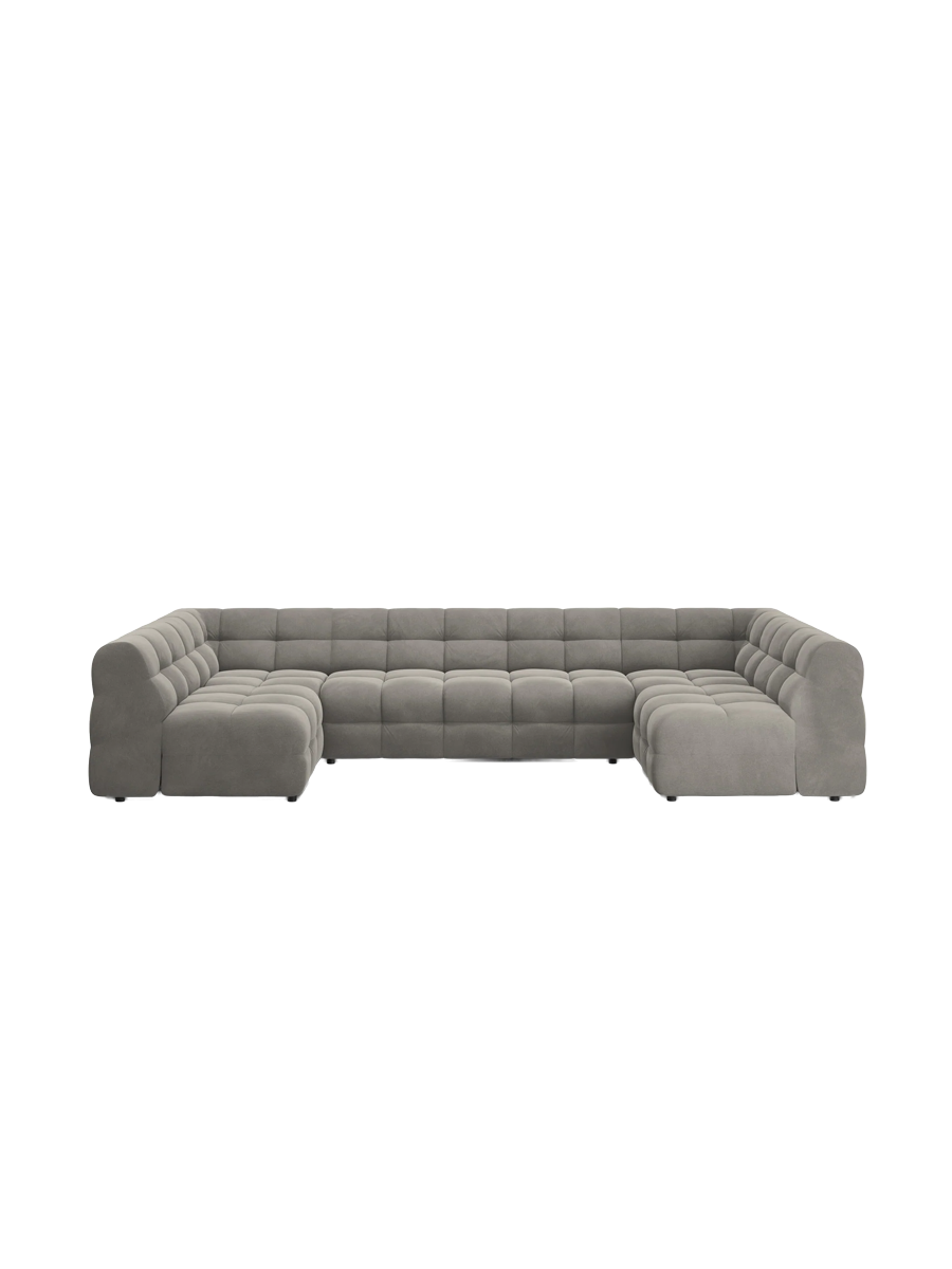 
Design Panorama Sofa „Kendal“ (7-Sitzer) - Samt Dunkelgrau