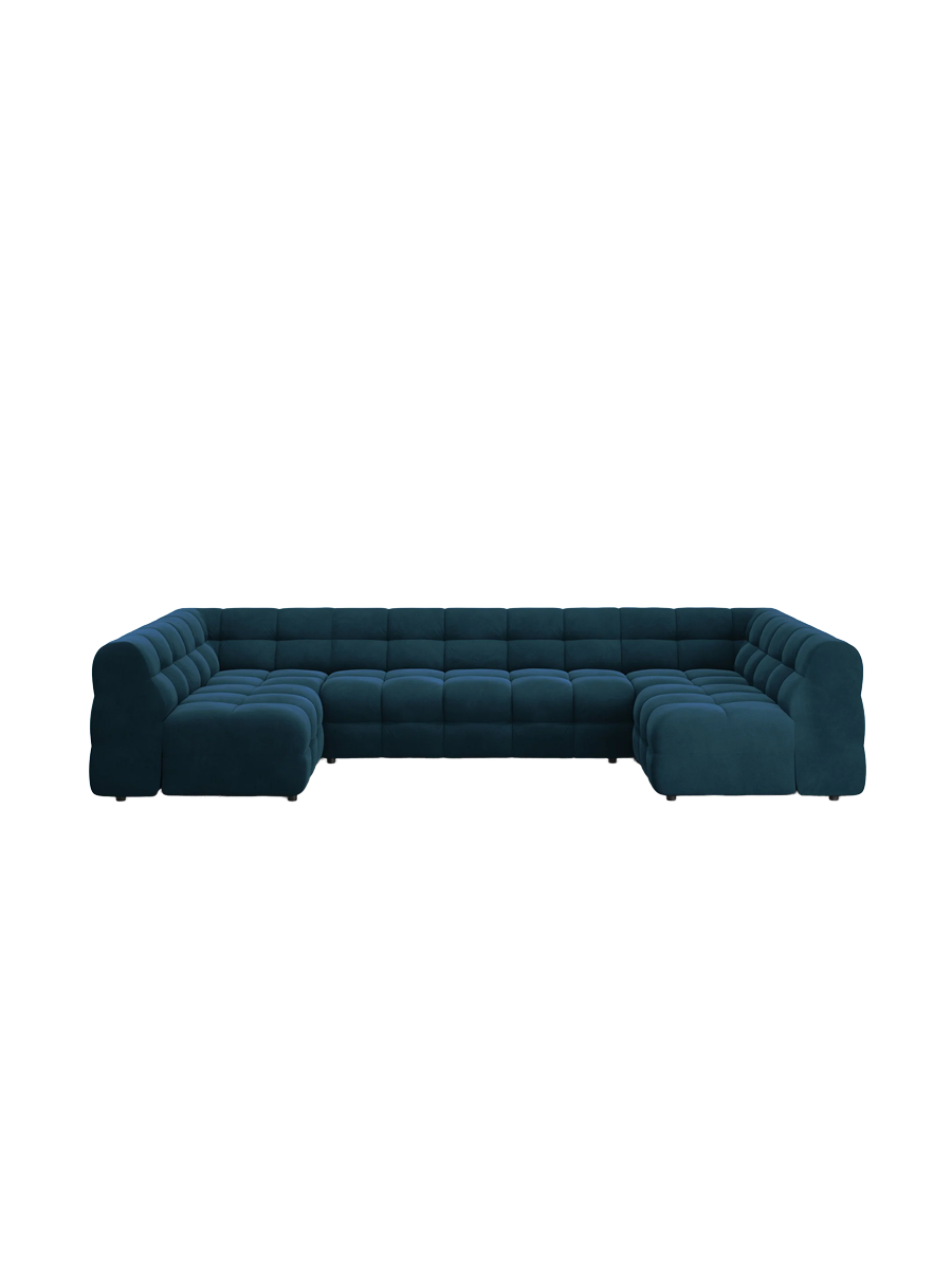 
Design Panorama Sofa „Kendal“ (7-Sitzer) - Samt Marineblau
