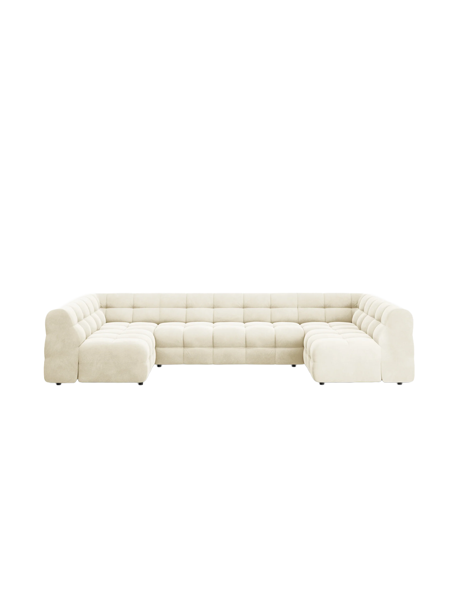 
Design Panorama Sofa „Kendal“ (7-Sitzer) - Samt Elfenbein