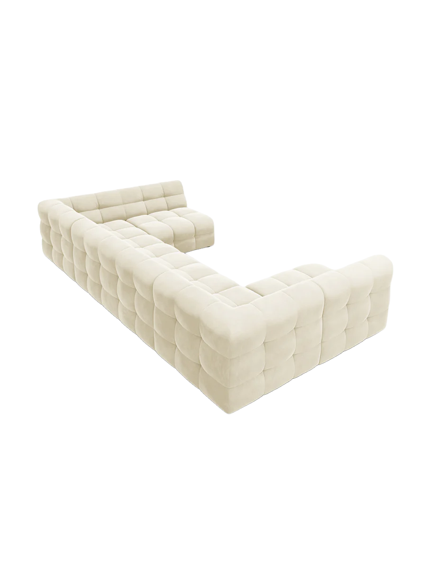 
Design Panorama Sofa „Kendal“ (7-Sitzer) - Samt Elfenbein