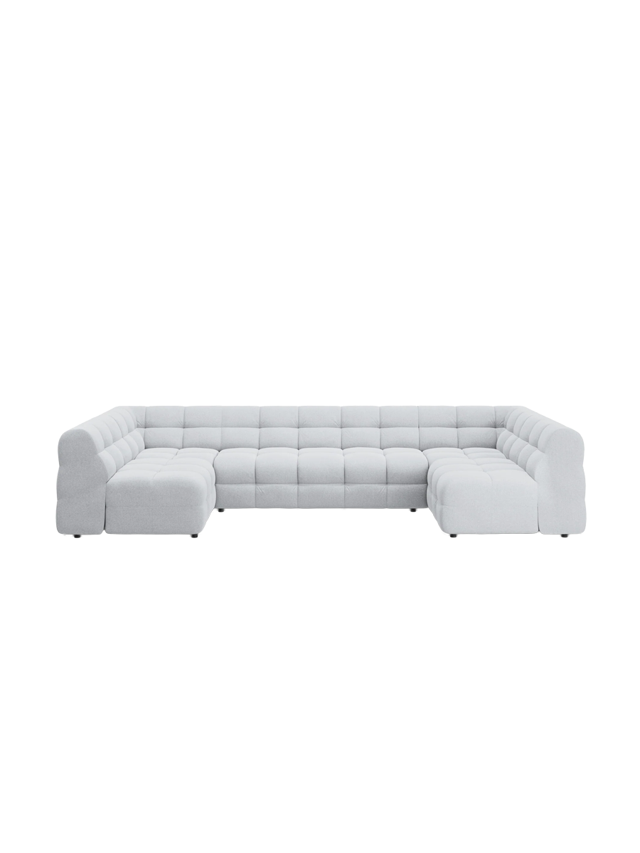 
Design Panorama Sofa „Kendal“ (7-Sitzer) - Strukturstoff Hellgrau