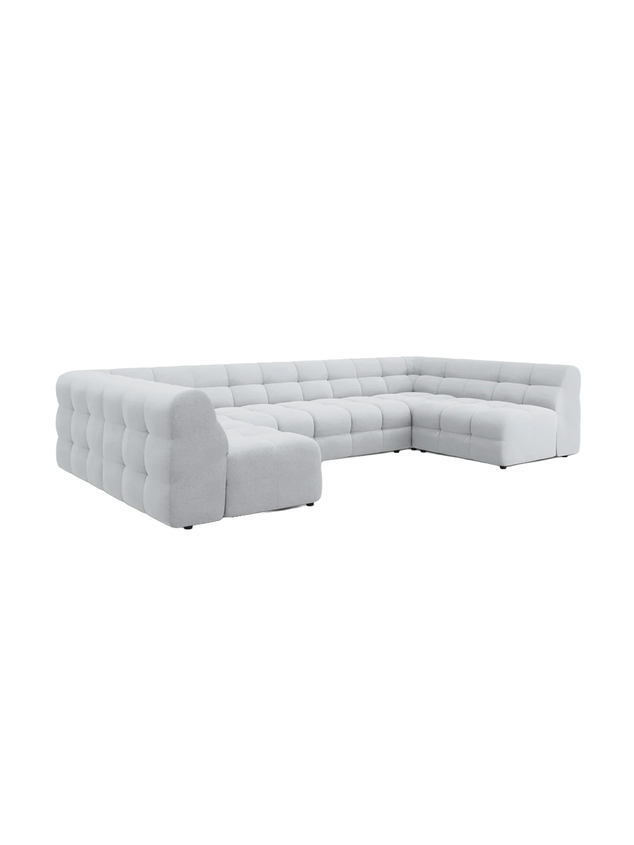 
Design Panorama Sofa „Kendal“ (7-Sitzer) - Strukturstoff Hellgrau
