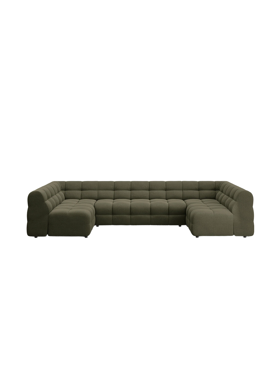 
Design Panorama Sofa „Kendal“ (7-Sitzer) - Strukturstoff Grün