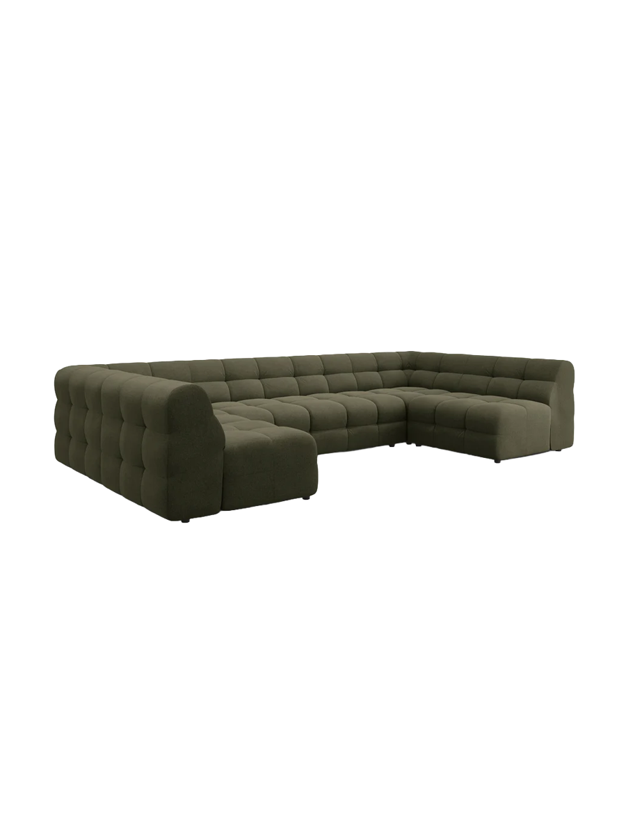 
Design Panorama Sofa „Kendal“ (7-Sitzer) - Strukturstoff Grün