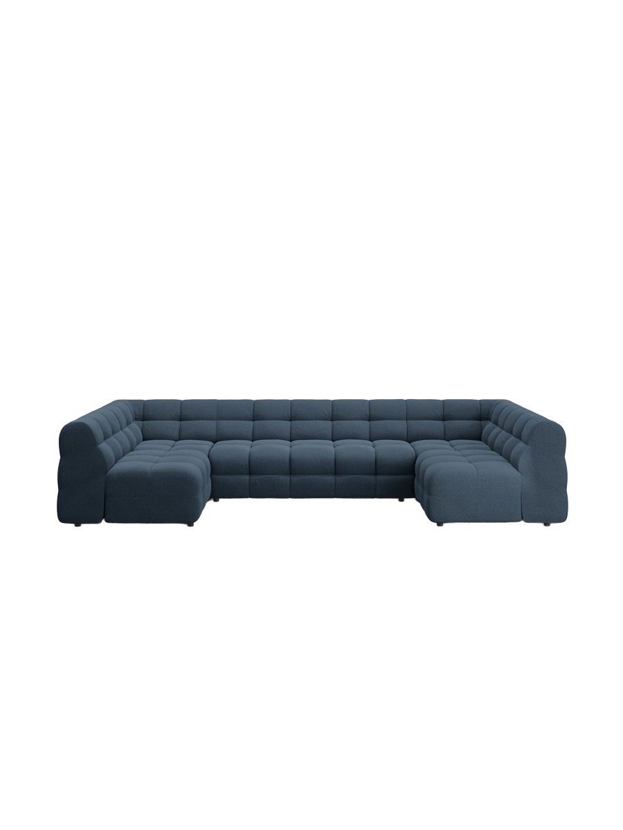 
Design Panorama Sofa „Kendal“ (7-Sitzer) - Strukturstoff Marineblau