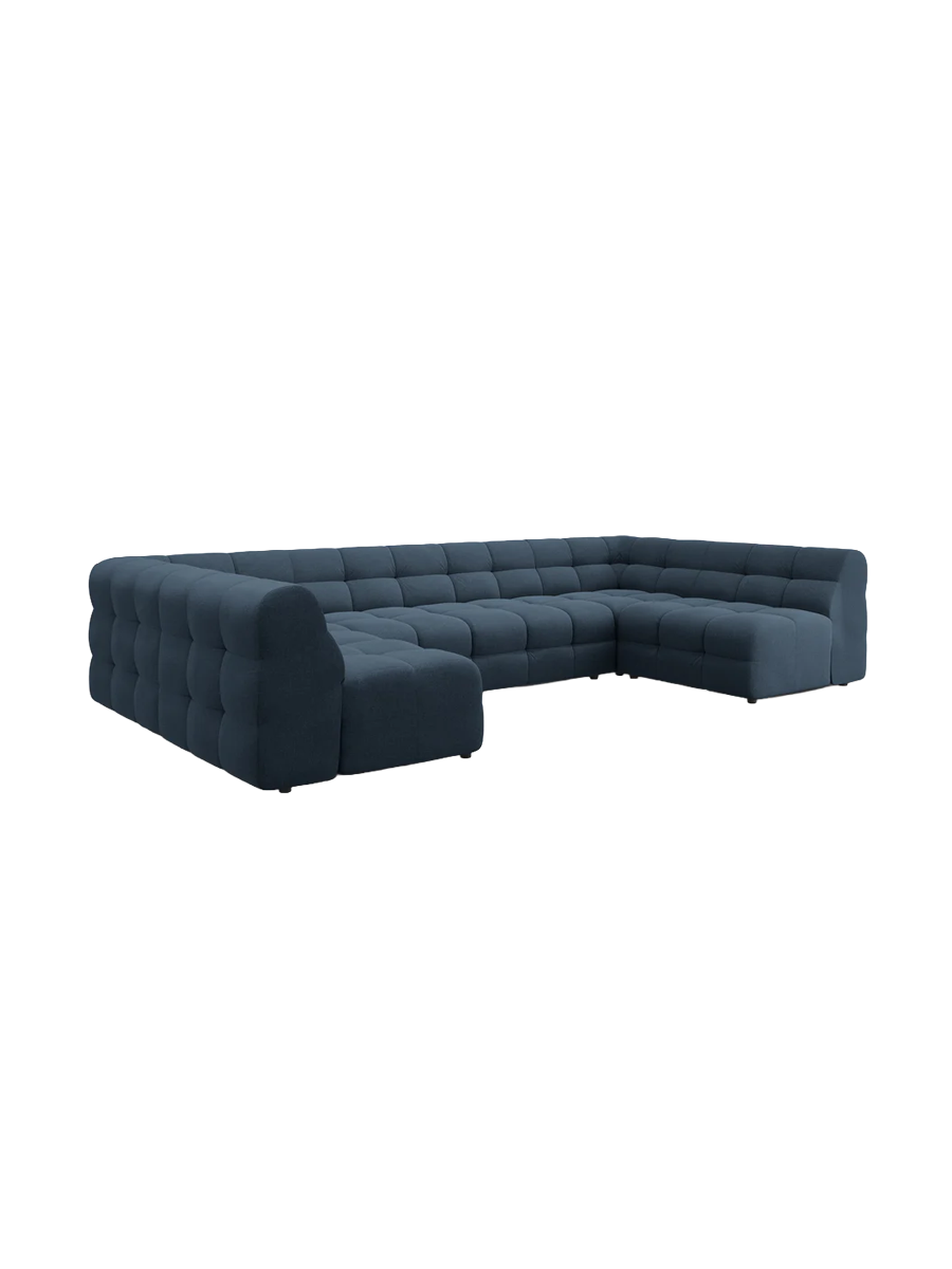 
Design Panorama Sofa „Kendal“ (7-Sitzer) - Strukturstoff Marineblau
