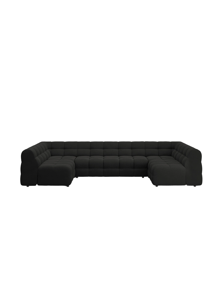 
Design Panorama Sofa „Kendal“ (7-Sitzer) - Strukturstoff Schwarz