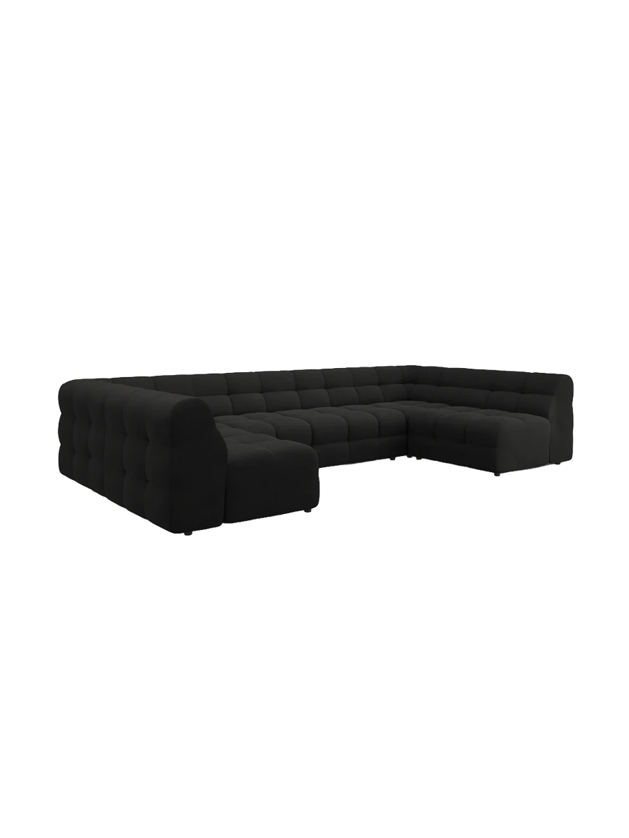 
Design Panorama Sofa „Kendal“ (7-Sitzer) - Strukturstoff Schwarz