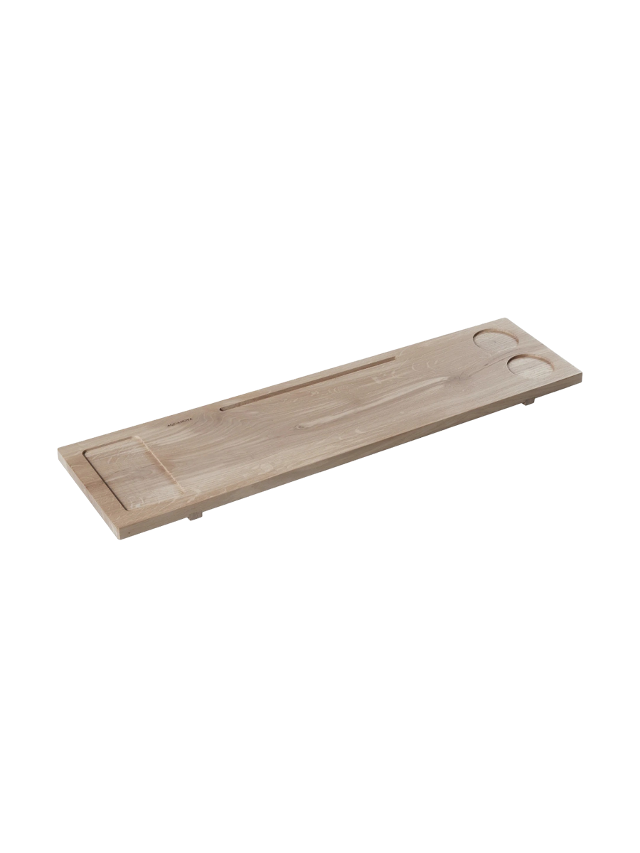 
Handcrafted Premium Bathtub Tray "Mink" Made of Solid Oak, 80 x 22 cm - Natural
