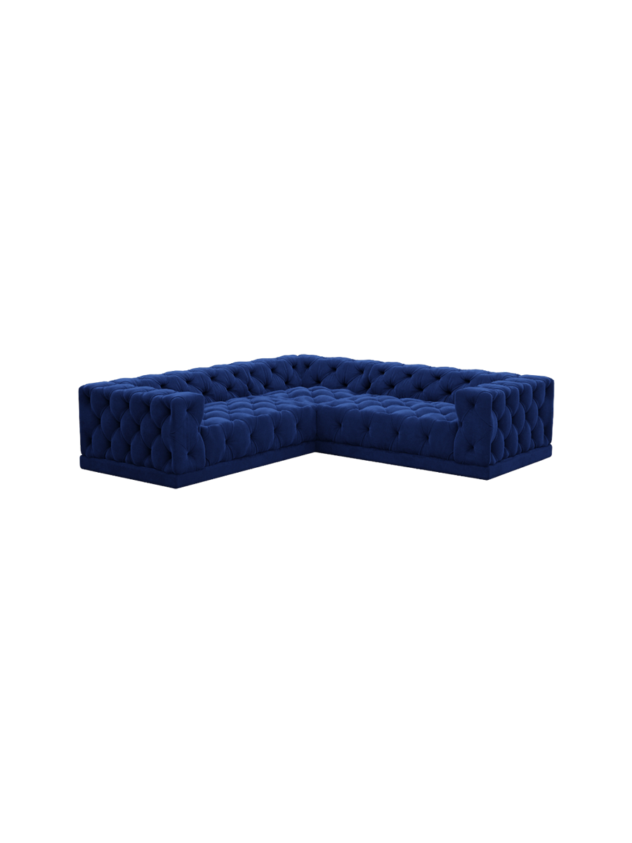 
5-Sitzer Design Ecksofa „Malika“ mit Samtbezug - Samtbezug Königsblau