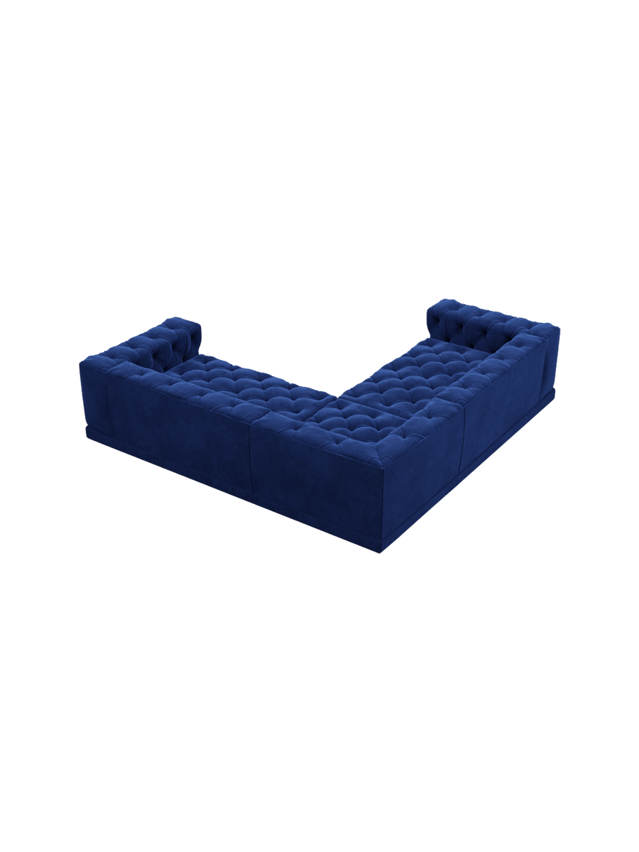 
5-Sitzer Design Ecksofa „Malika“ mit Samtbezug - Samtbezug Königsblau