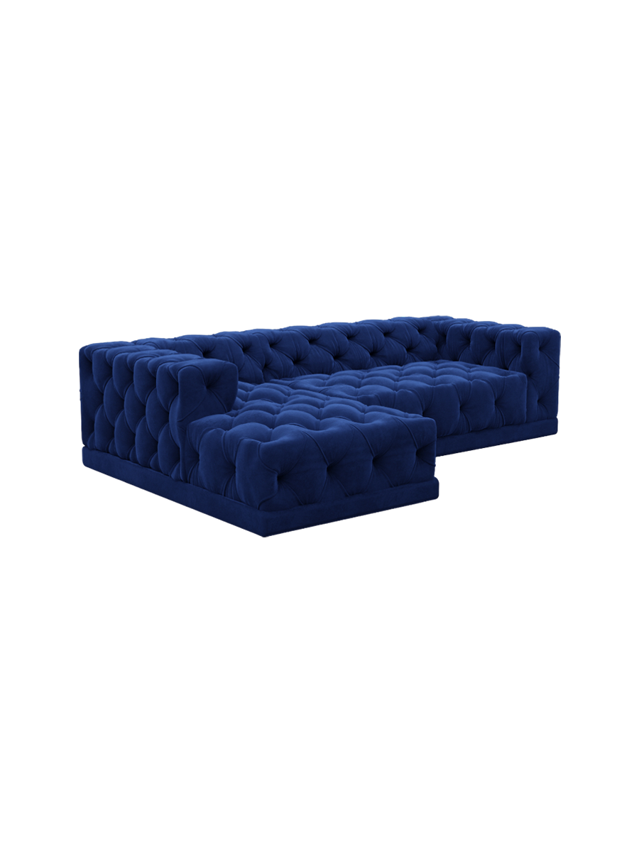 
4-Sitzer Design Ecksofa „Malika“ mit Samtbezug - Samtbezug Königsblau / Eckteil links