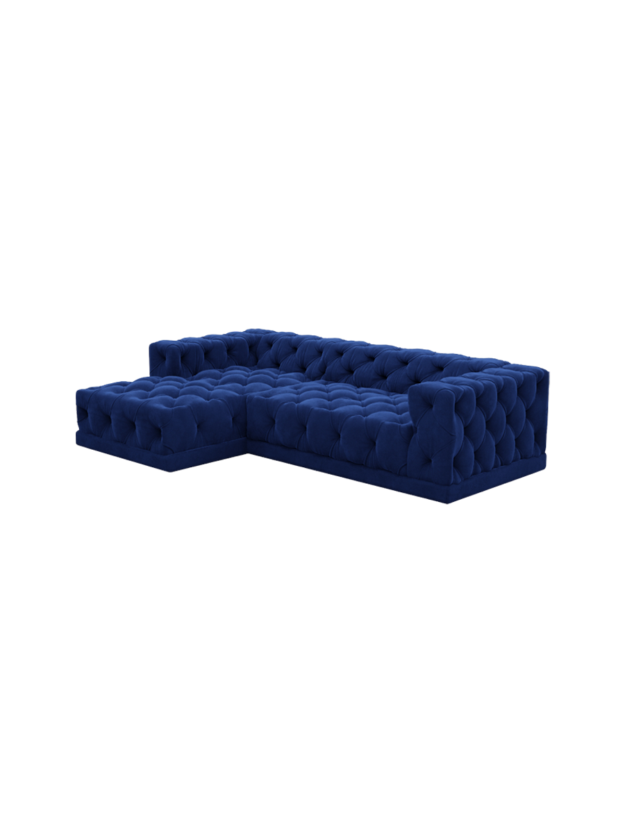 
4-Sitzer Design Ecksofa „Malika“ mit Samtbezug - Samtbezug Königsblau / Eckteil links