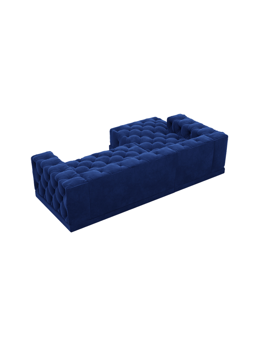 
4-Sitzer Design Ecksofa „Malika“ mit Samtbezug - Samtbezug Königsblau / Eckteil links