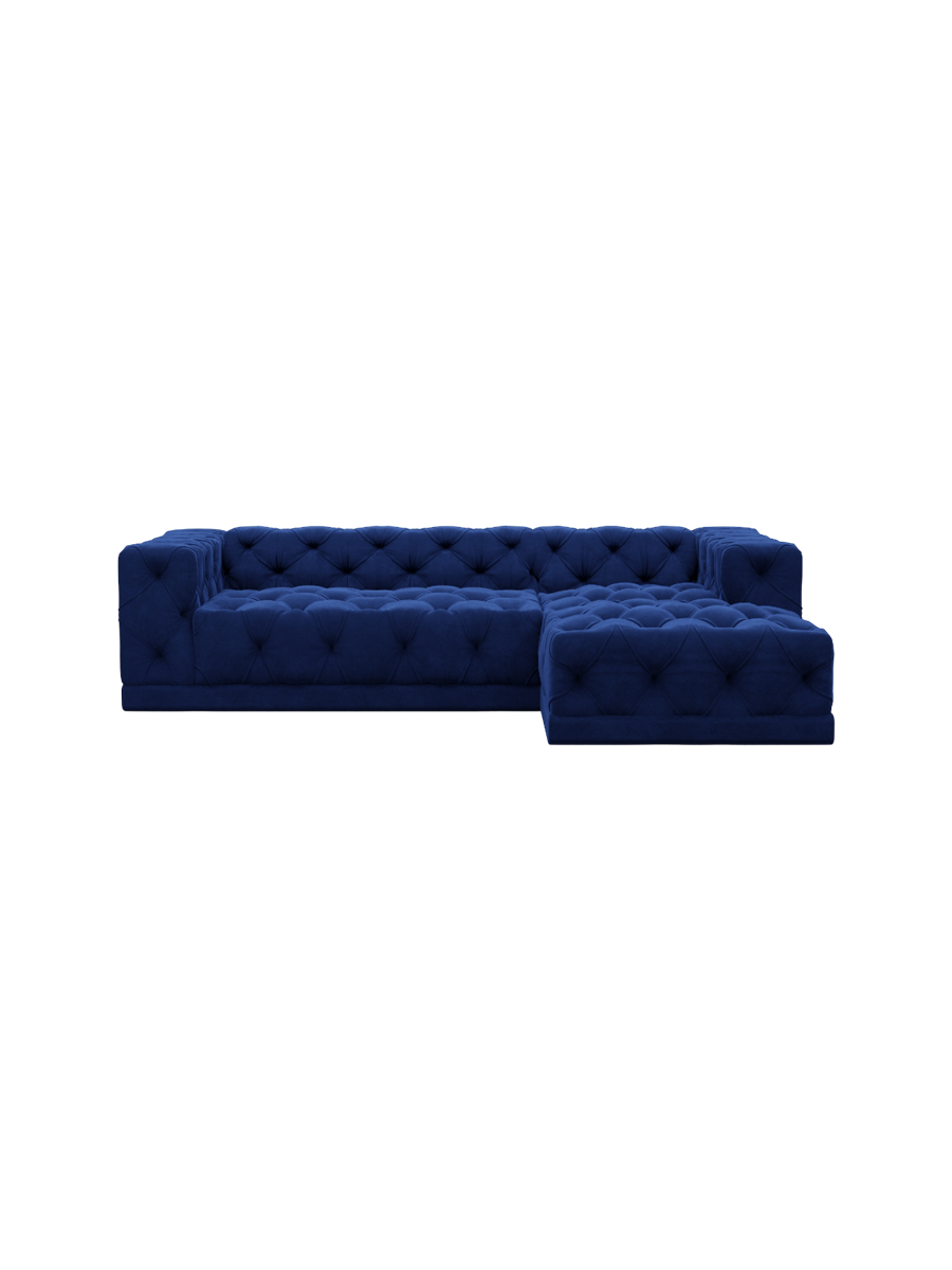 
4-Sitzer Design Ecksofa „Malika“ mit Samtbezug - Samtbezug Königsblau / Eckteil links