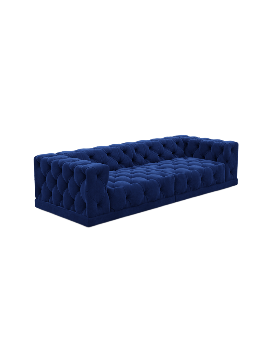 
4-Sitzer Design Sofa „Malika“ mit Samtbezug - Samtbezug Königsblau