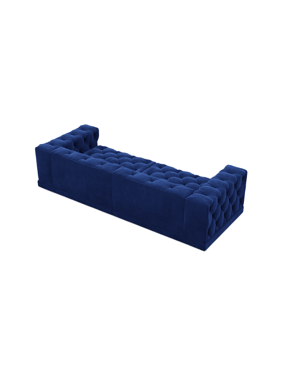
4-Sitzer Design Sofa „Malika“ mit Samtbezug - Samtbezug Königsblau
