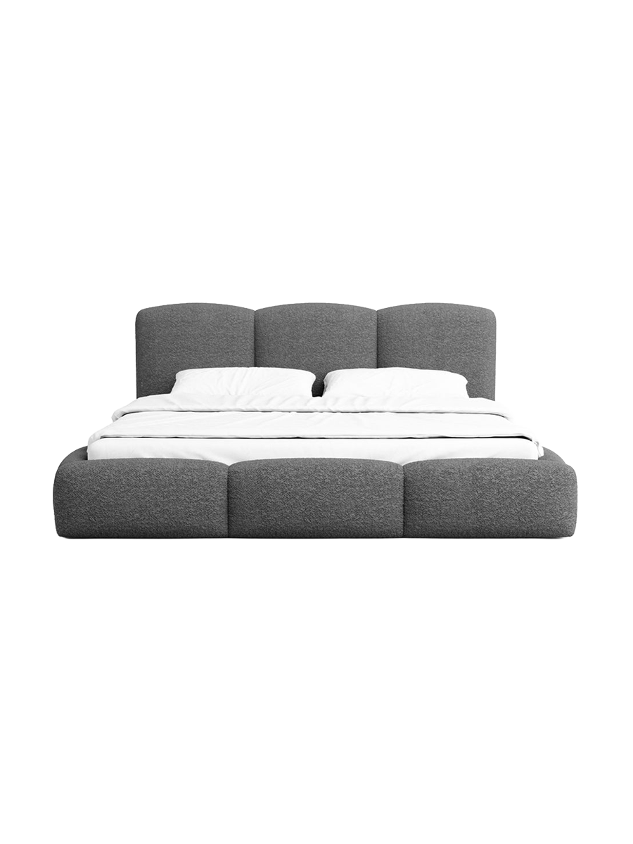 
Design Polsterbett „Elvano“ mit Ablagefach, Bouclé Graphit - 140 x 200 cm