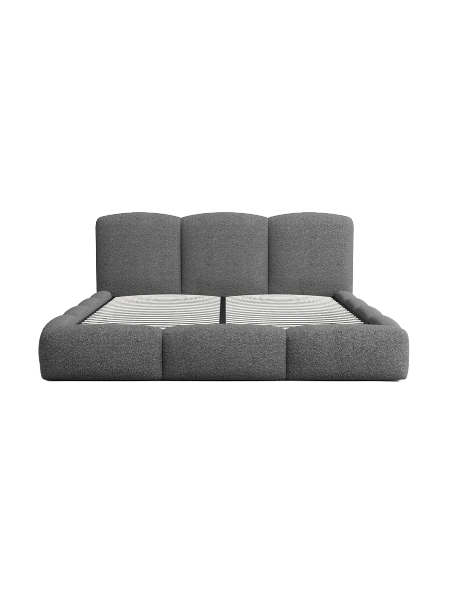 
Design Polsterbett „Elvano“ mit Ablagefach, Bouclé Graphit - 140 x 200 cm