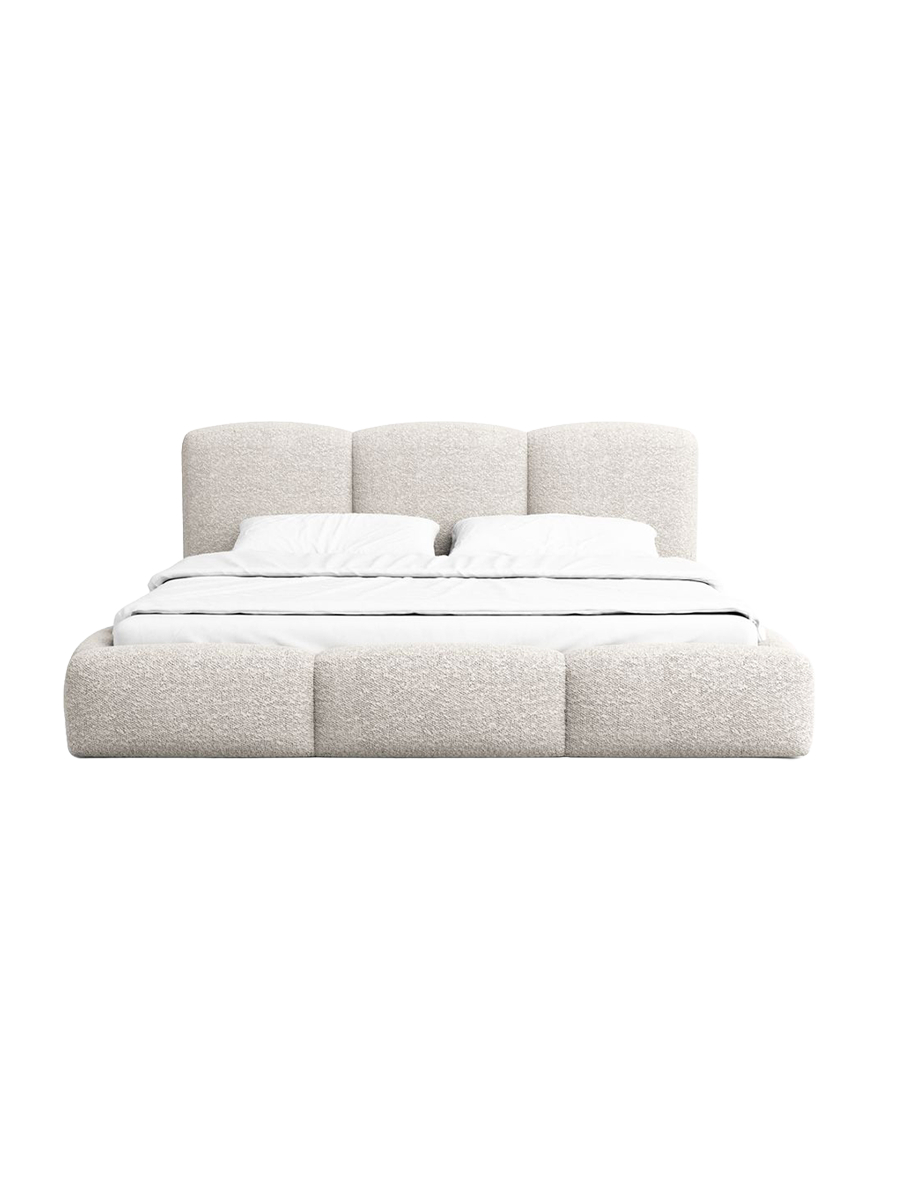 
Design Polsterbett „Elvano“ mit Ablagefach, Bouclé Toffee - 140 x 200 cm