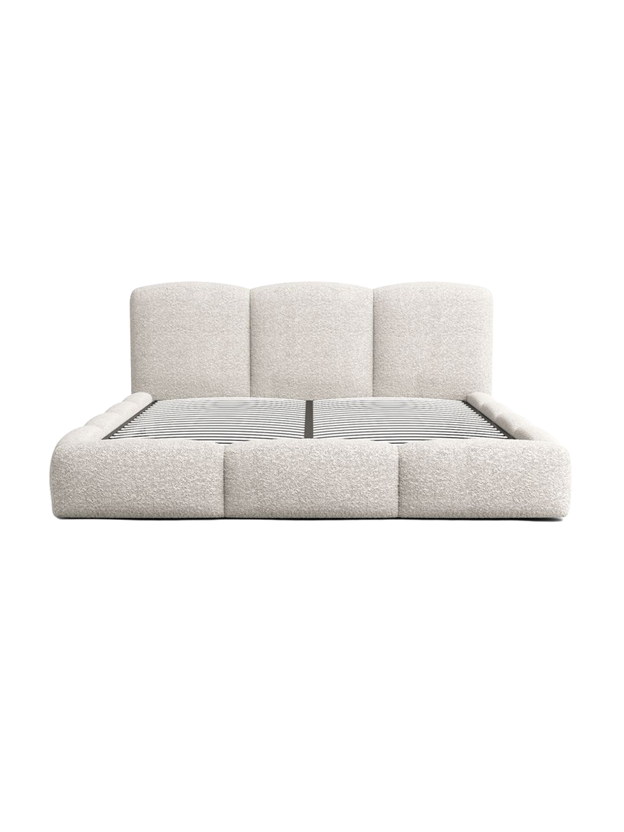 
Design Polsterbett „Elvano“ mit Ablagefach, Bouclé Toffee - 140 x 200 cm