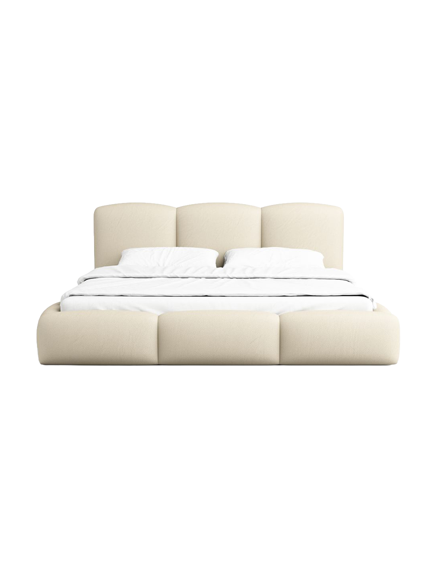 
Design Polsterbett „Elvano“ mit Ablagefach, Kunstleder Beige - 140 x 200 cm