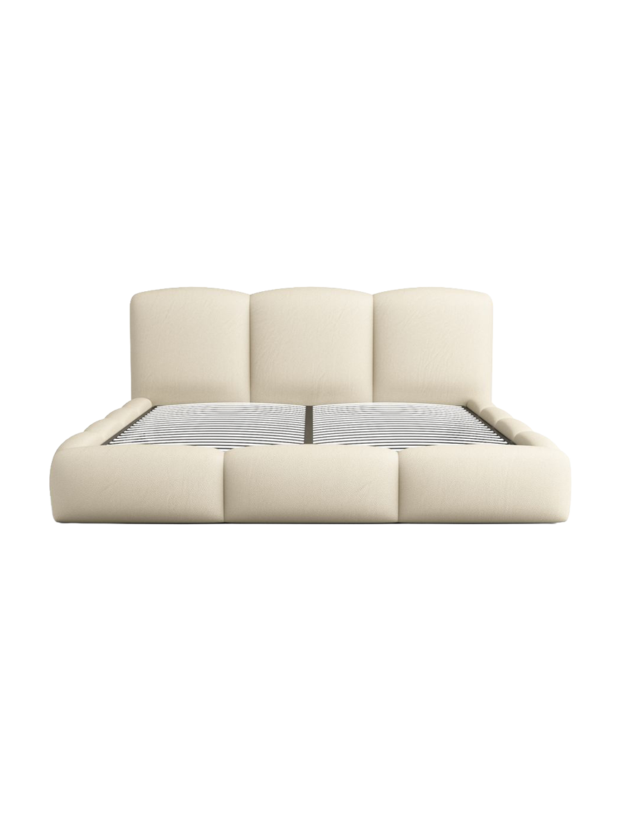 
Design Polsterbett „Elvano“ mit Ablagefach, Kunstleder Beige - 140 x 200 cm