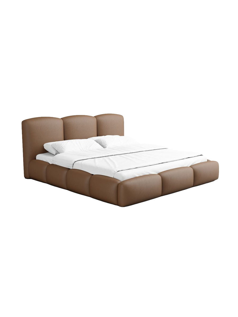 
Design Polsterbett „Elvano“ mit Ablagefach, Kunstleder Choco Brown - 140 x 200 cm