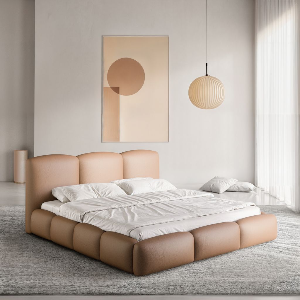
Design Polsterbett „Elvano“ mit Ablagefach, Kunstleder Choco Brown - 140 x 200 cm