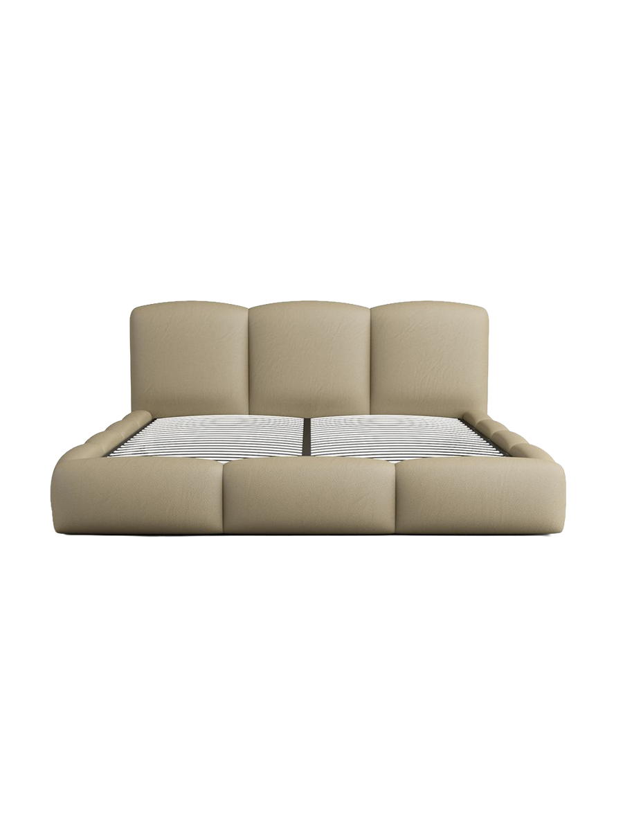 
Design Polsterbett „Elvano“ mit Ablagefach, Kunstleder Beige dunkel - 140 x 200 cm