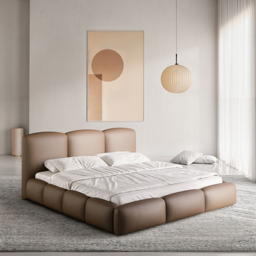 
Design Polsterbett „Elvano“ mit Ablagefach, Kunstleder Dunkelbraun - 140 x 200 cm