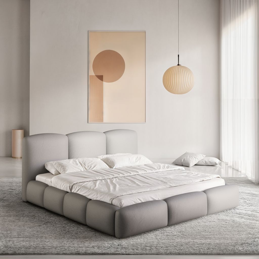 
Design Polsterbett „Elvano“ mit Ablagefach, Kunstleder Grau - 140 x 200 cm